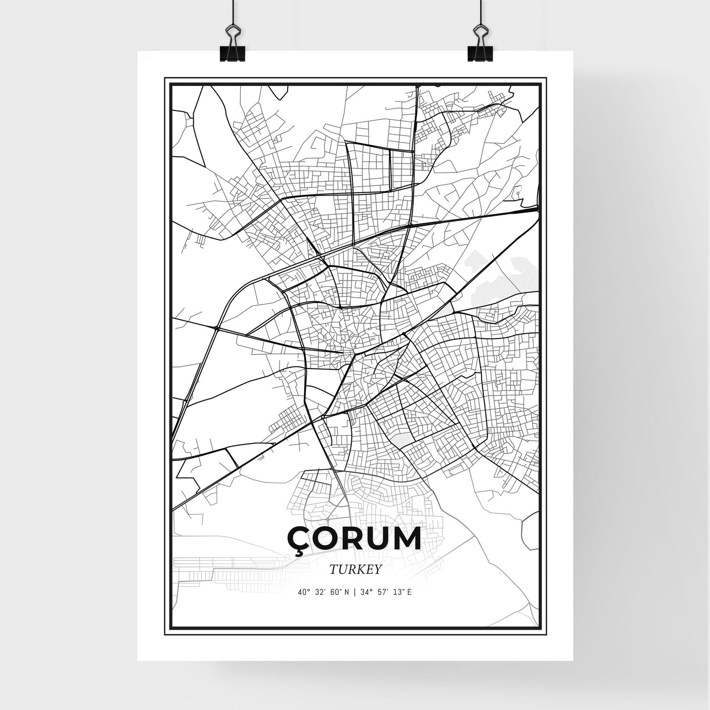 Çorum Turkey - Premium City Map Poster