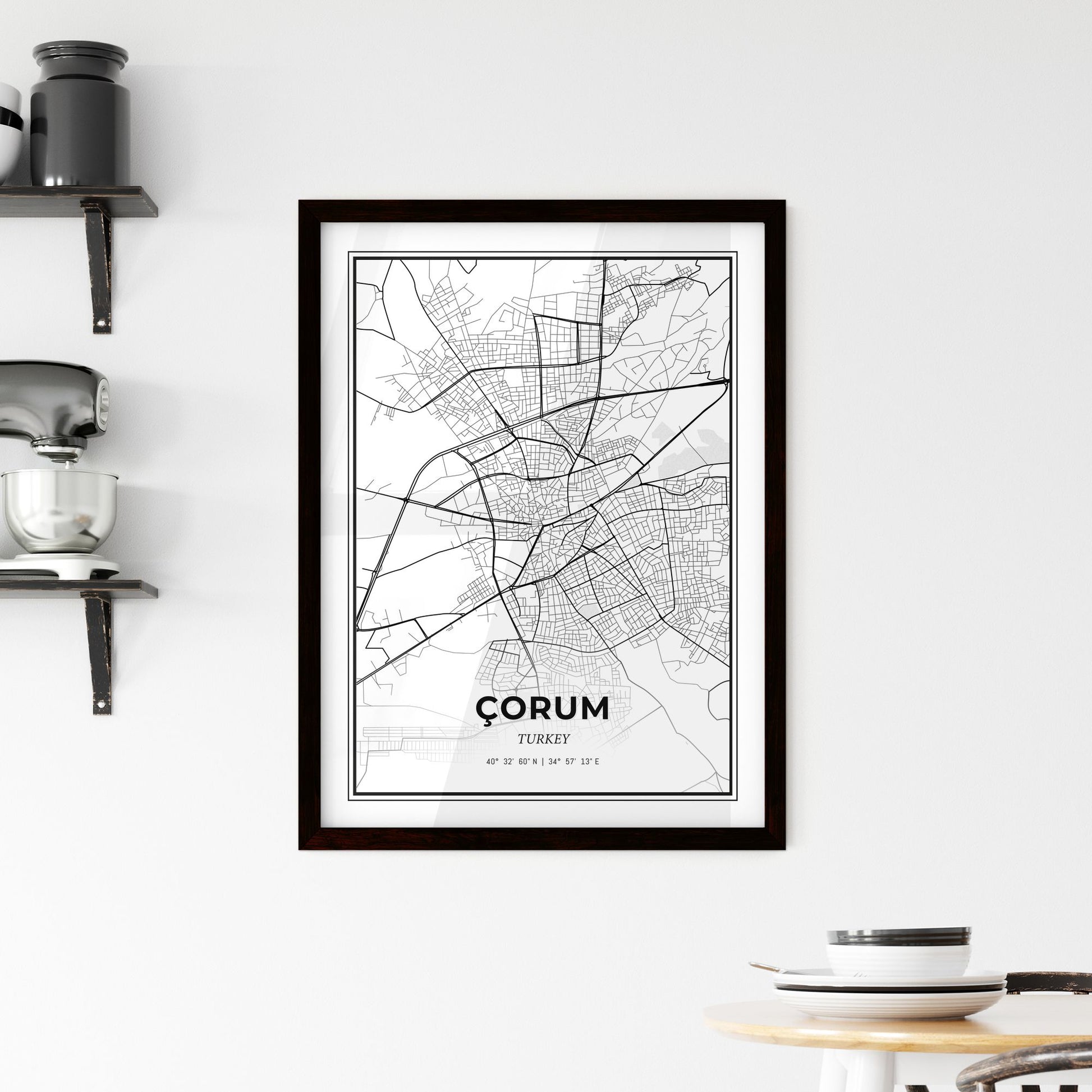 Çorum Turkey - Minimal City Map