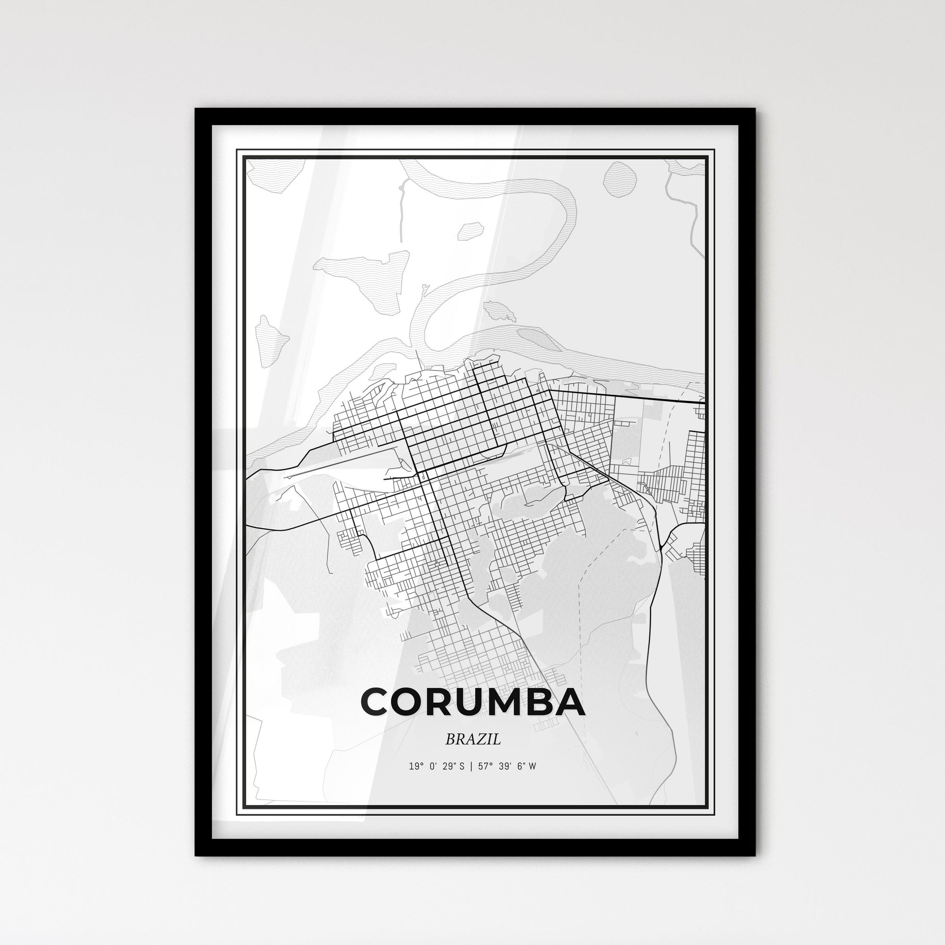 Corumba Brazil - Scandinavian Style City Map for Modern Home Decor