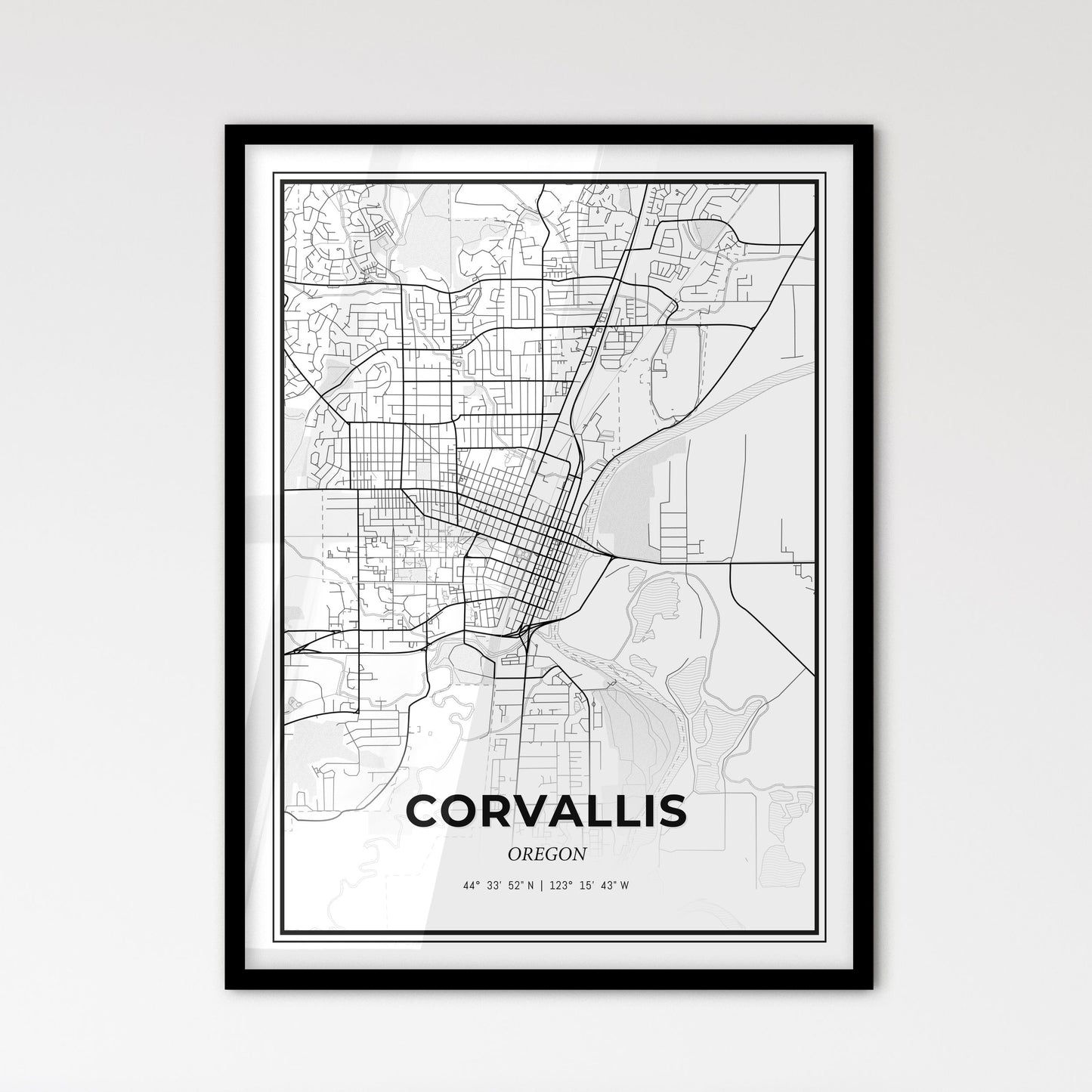 Corvallis Oregon - Scandinavian Style City Map for Modern Home Decor