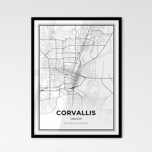 Corvallis Oregon - Scandinavian Style City Map for Modern Home Decor