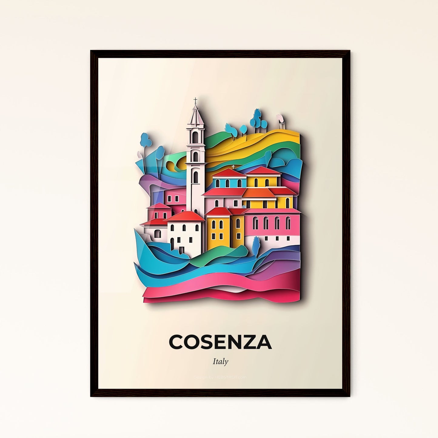 Vivid Cosenza, Italy - a colorful city with a clock tower in the middle of it