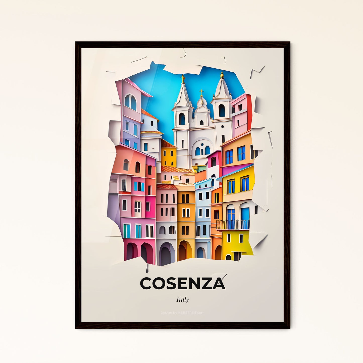 Vivid Cosenza, Italy - a paper cut of a city with a clock tower