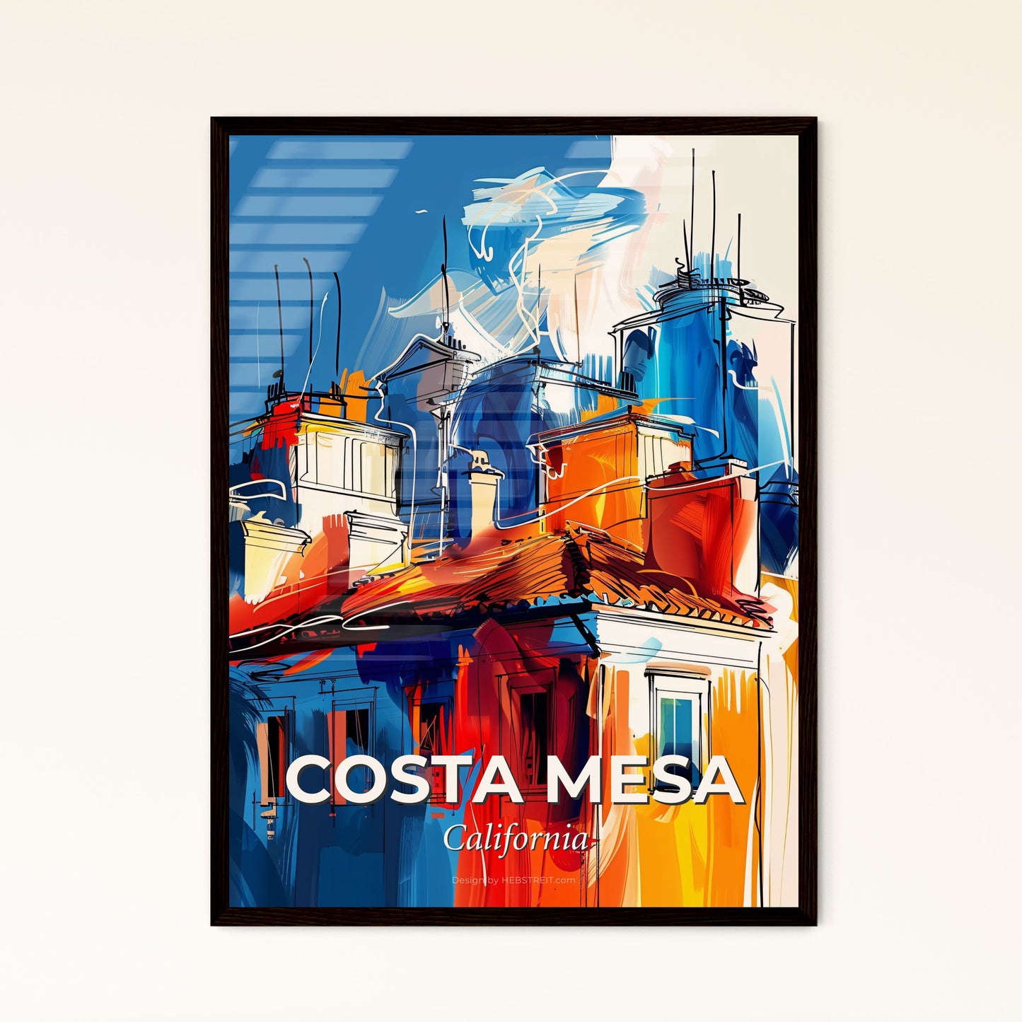 Vibrant Costa Mesa, California - A Painting Of A Building