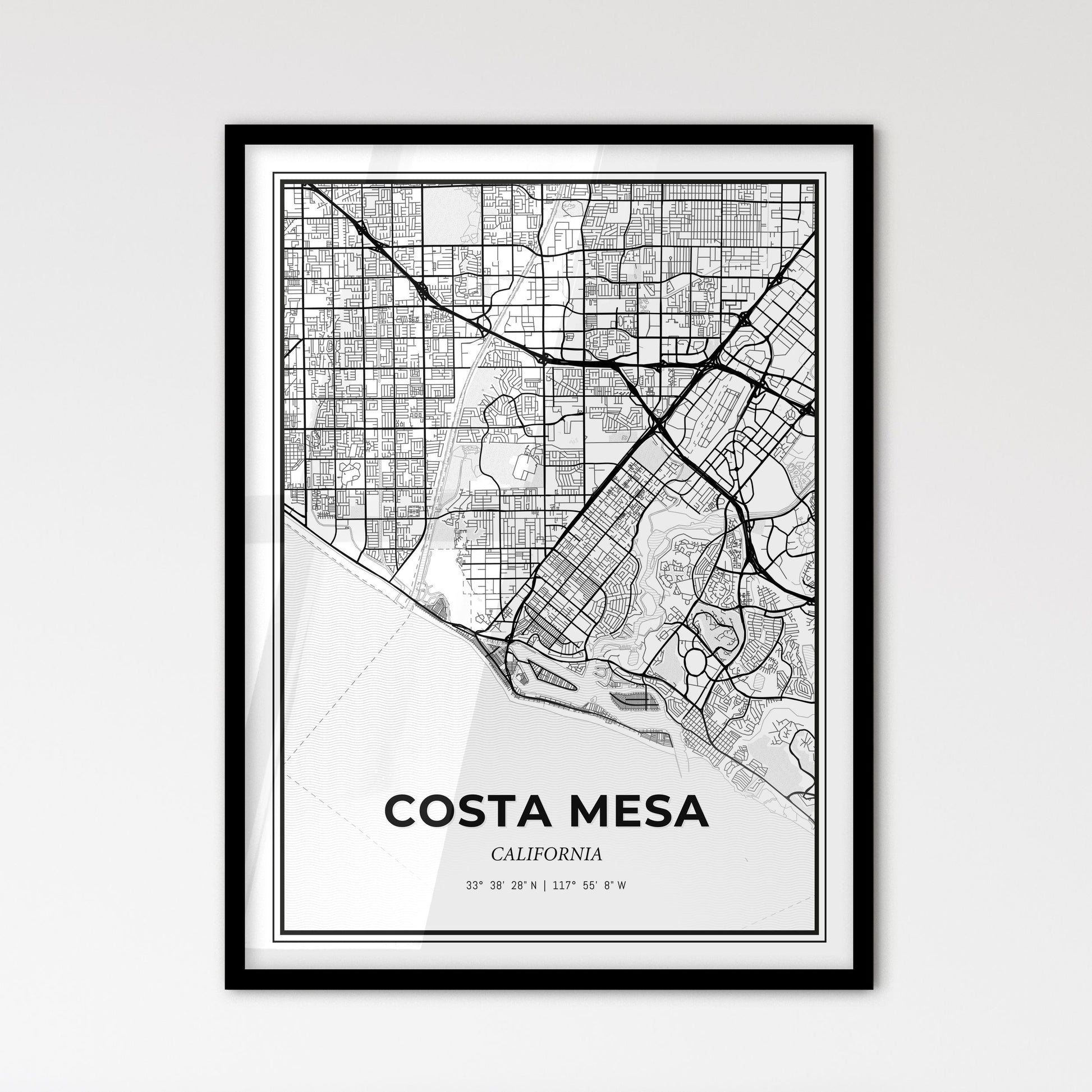 Costa Mesa California - Scandinavian Style City Map for Modern Home Decor