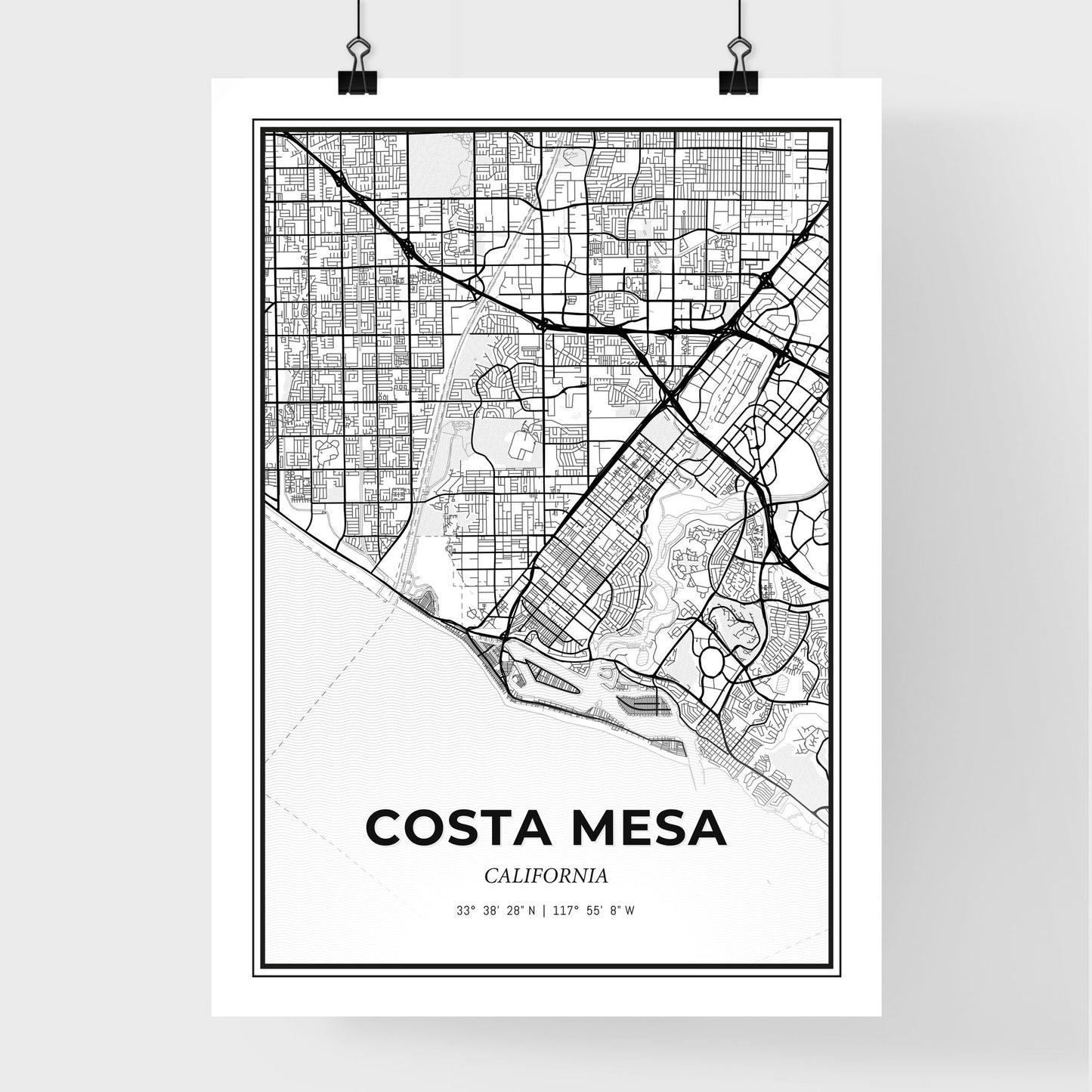 Costa Mesa California - Premium City Map Poster