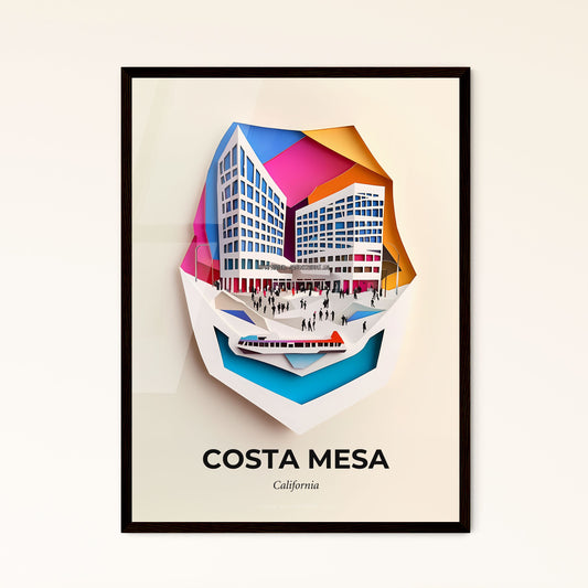 Vivid Costa Mesa, California - a paper cut of a city with people walking around