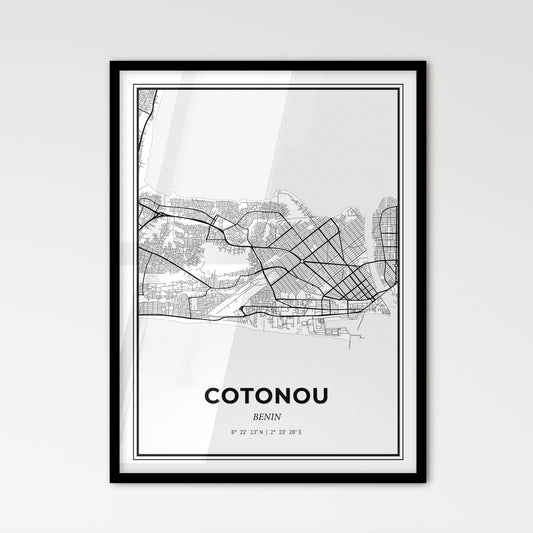 Cotonou Benin - Scandinavian Style City Map for Modern Home Decor