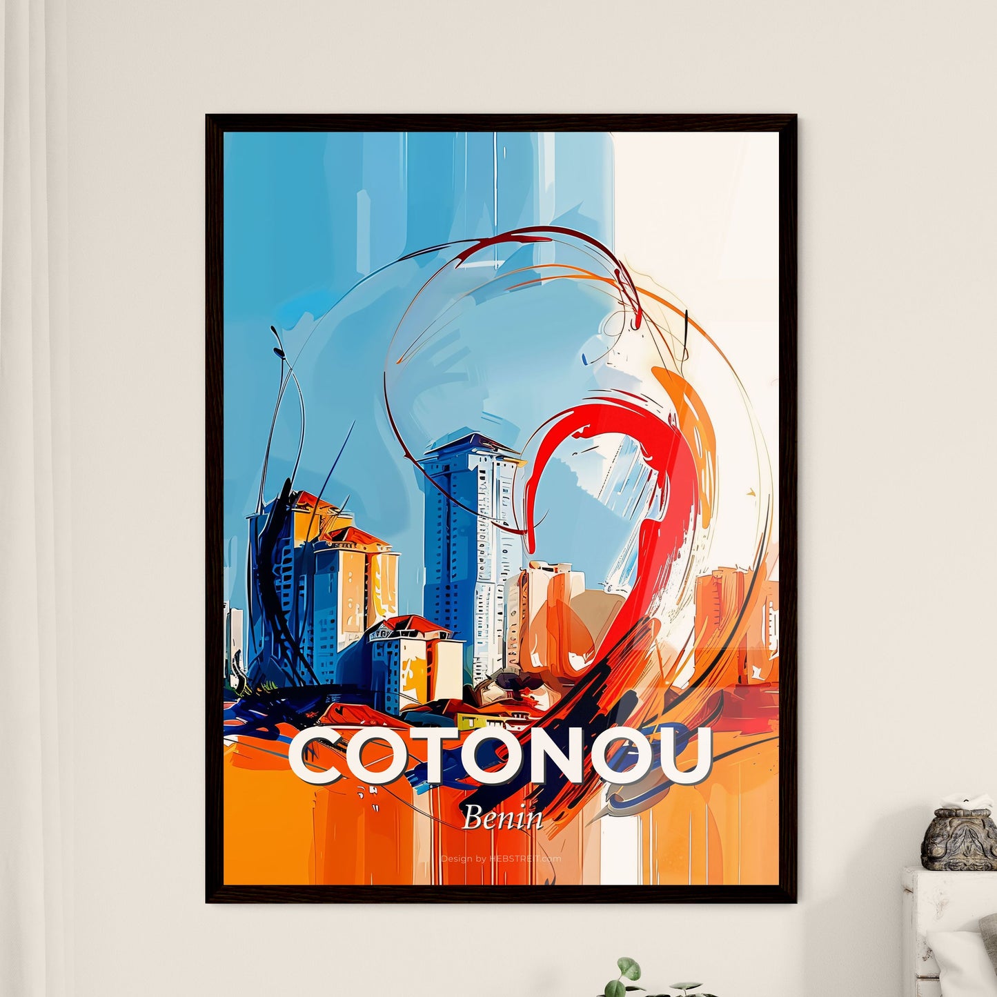 Vibrant Cotonou, Benin - A Painting Of A City With A Heart Drawn On It