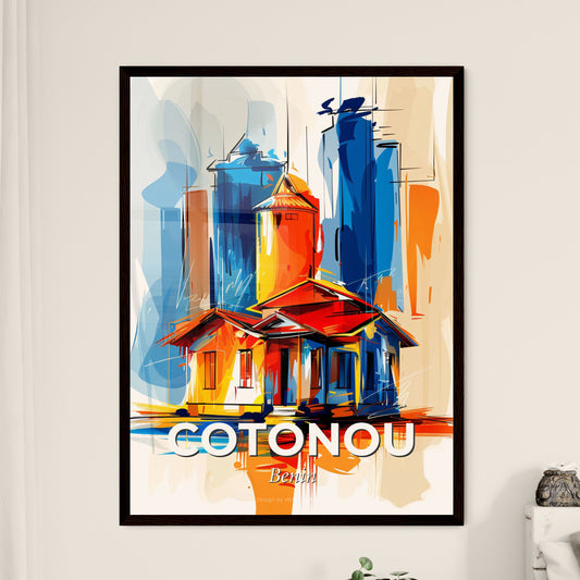 Vibrant Cotonou, Benin - A Painting Of A Building And A Tower