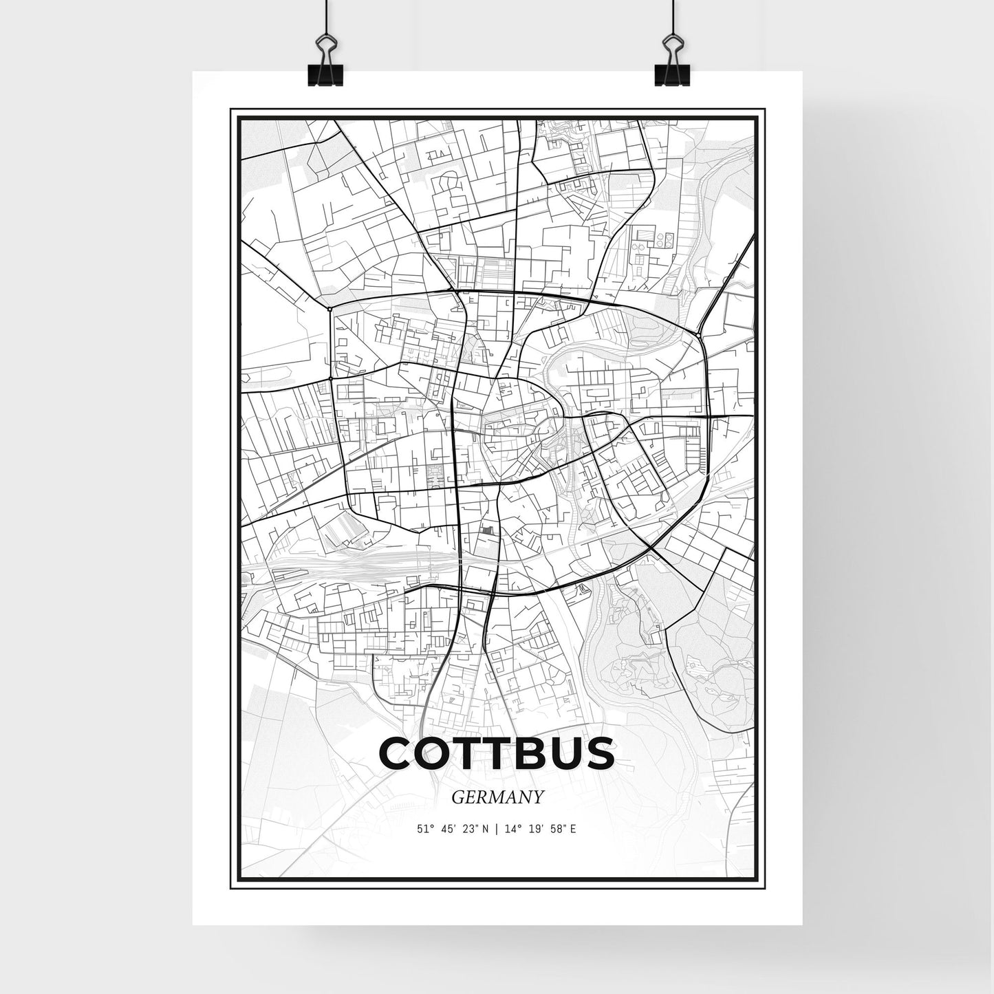 Cottbus Germany - Premium City Map Poster