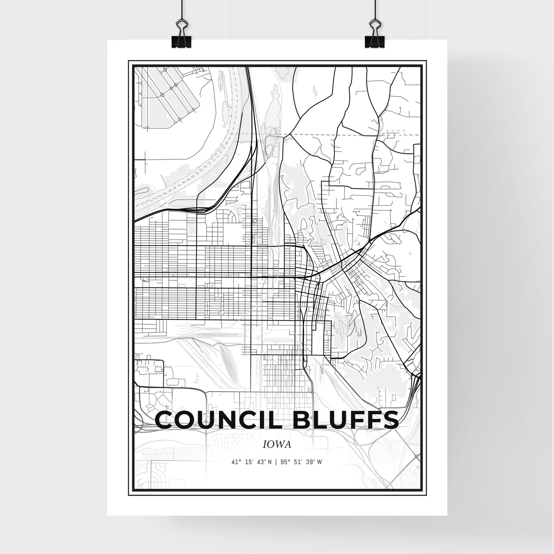 Council Bluffs Iowa - Premium City Map Poster