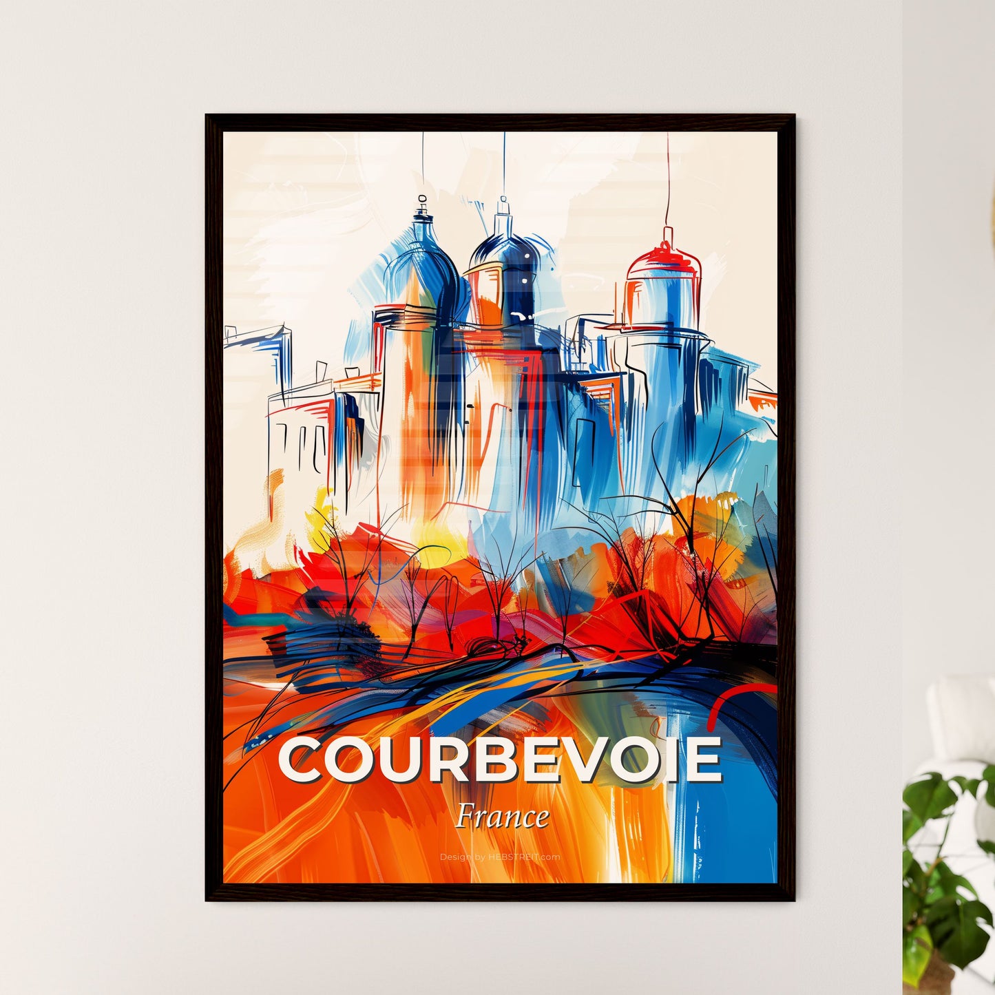 Vibrant Courbevoie, France - A Painting Of A City