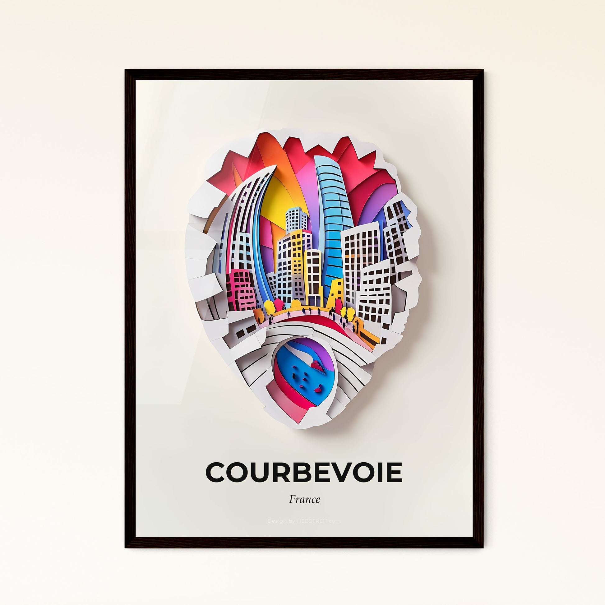 Vivid Courbevoie, France - a paper cut of a city with buildings