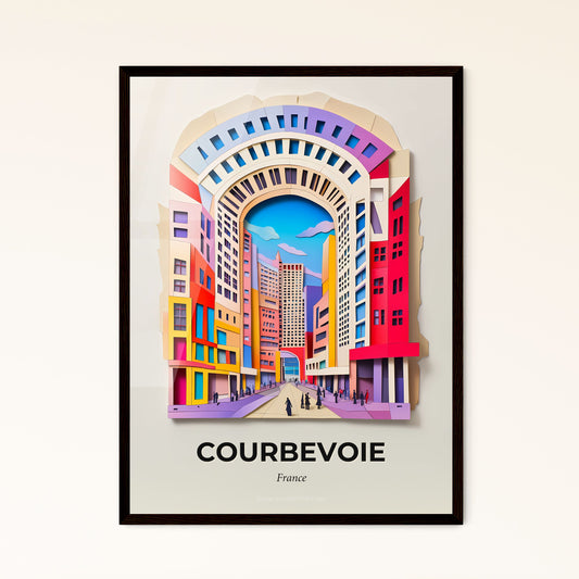 Vivid Courbevoie, France - a painting of a city with a person walking in the street