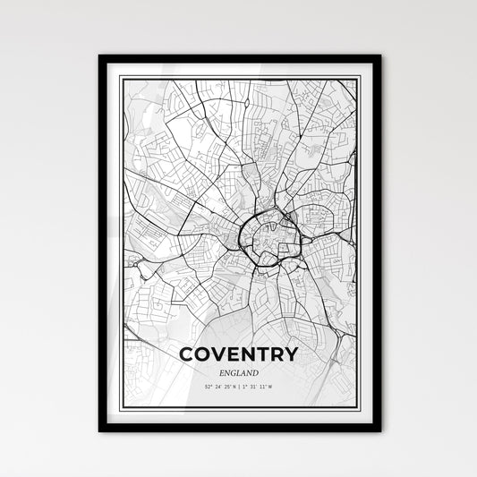 Coventry England - Scandinavian Style City Map for Modern Home Decor