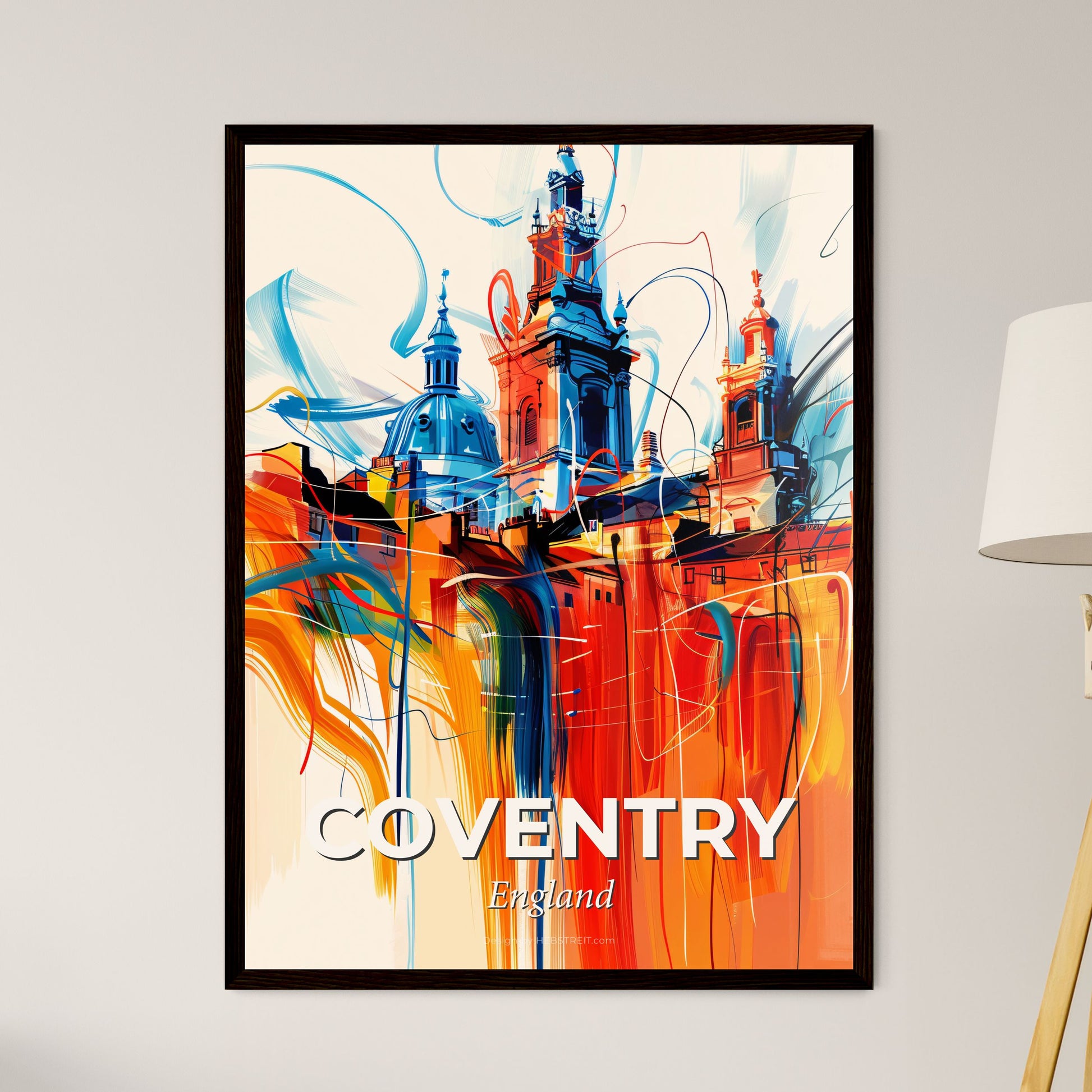 Vibrant Coventry, England - A Painting Of A Building With Colorful Paint