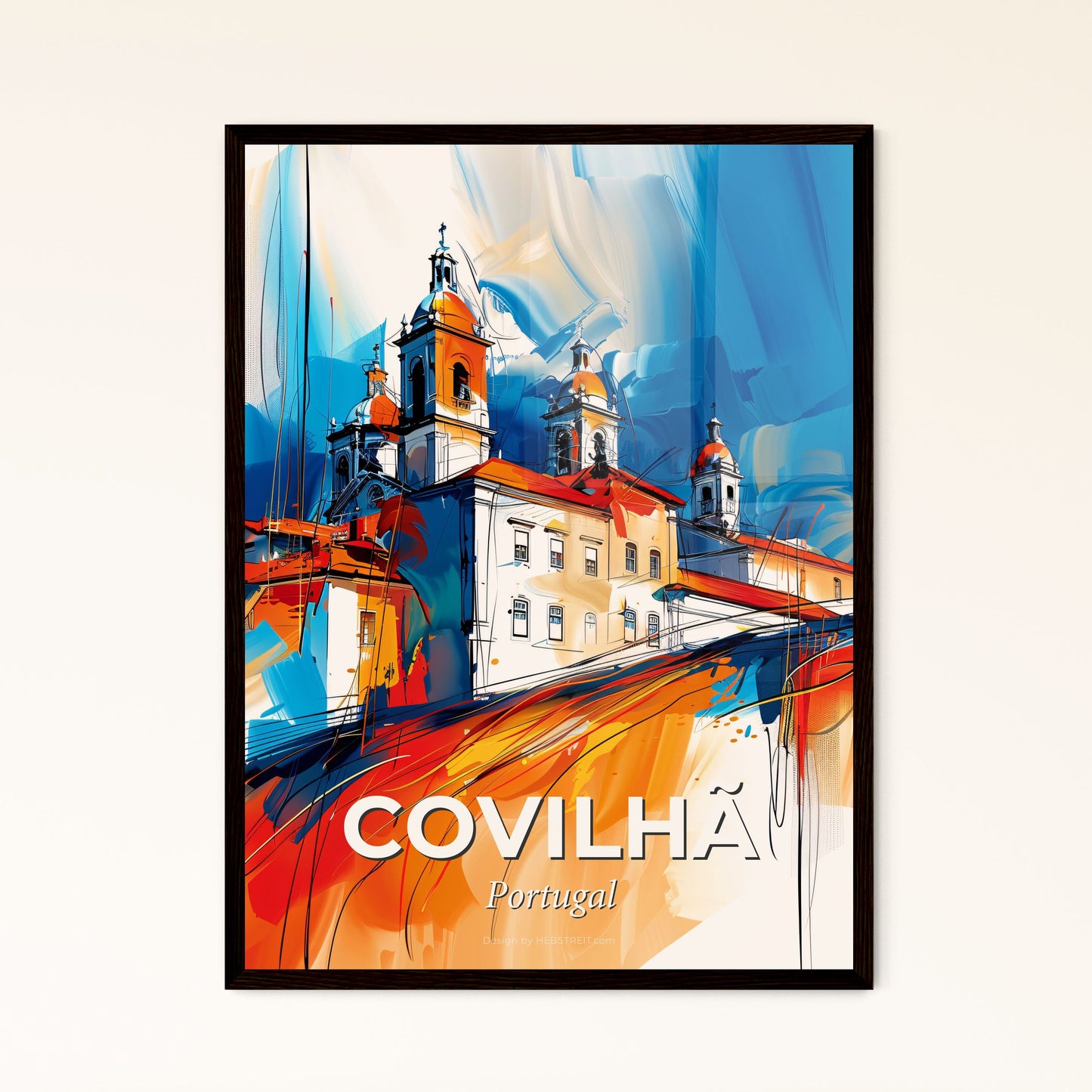 Vibrant Covilhã, Portugal - A Painting Of A Building