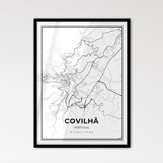 Covilhã Portugal - Scandinavian Style City Map for Modern Home Decor