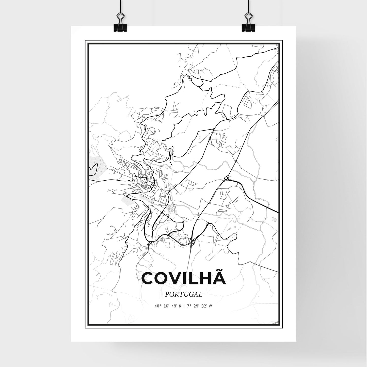 Covilhã Portugal - Premium City Map Poster