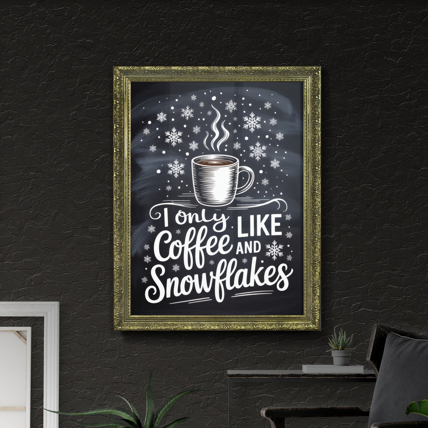Cozy Winter Coffee and Snowflakes - Perfect for Holiday Decor and Seasonal Marketing Themes