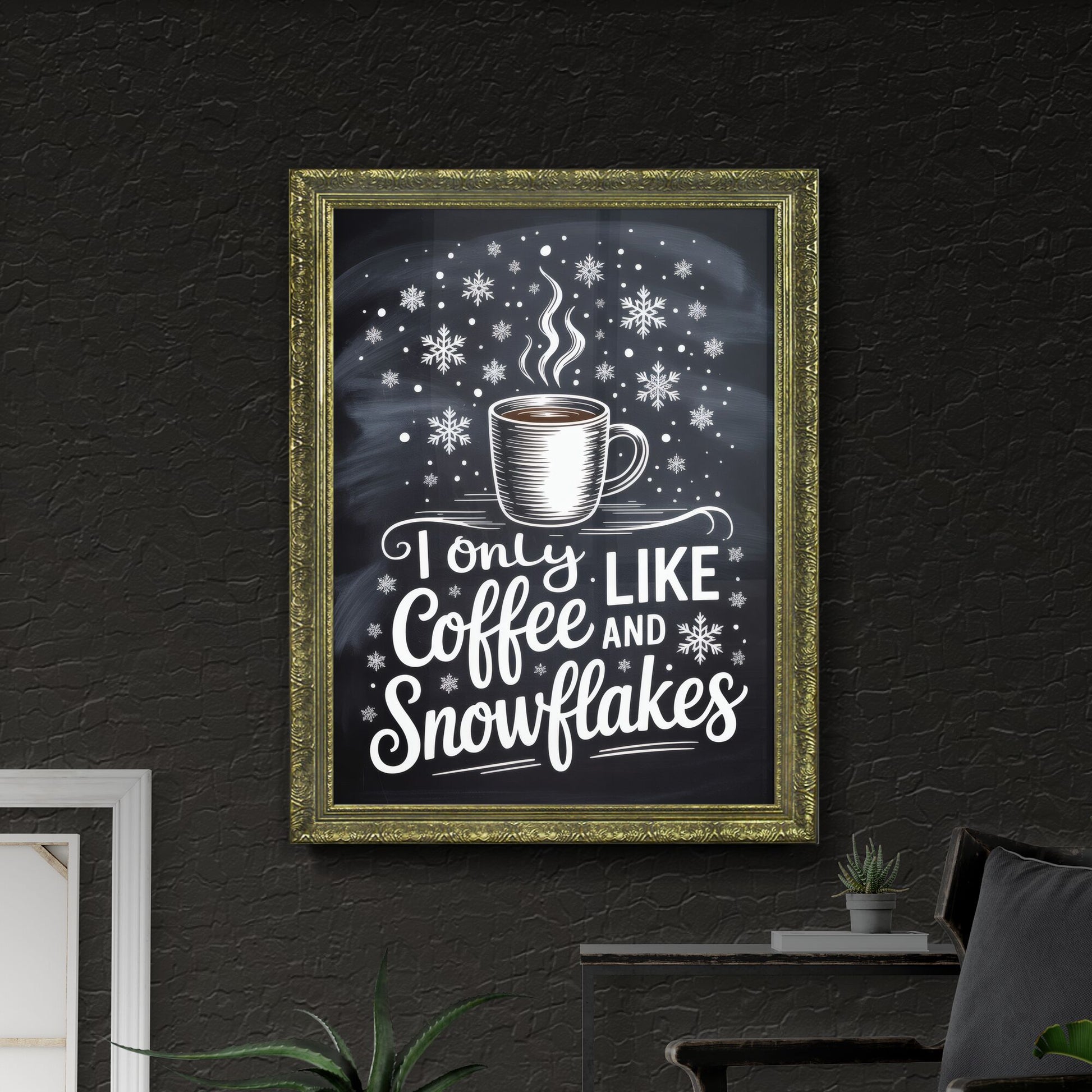 Cozy Winter Coffee and Snowflakes - Perfect for Holiday Decor and Seasonal Marketing Themes