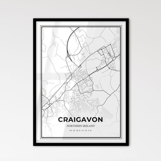 Craigavon Northern Ireland - Scandinavian Style City Map for Modern Home Decor