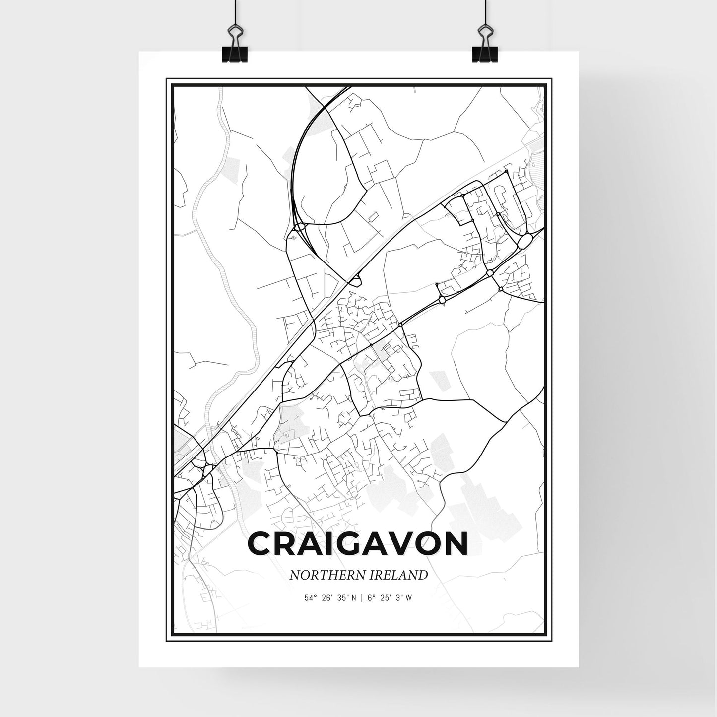 Craigavon Northern Ireland - Premium City Map Poster