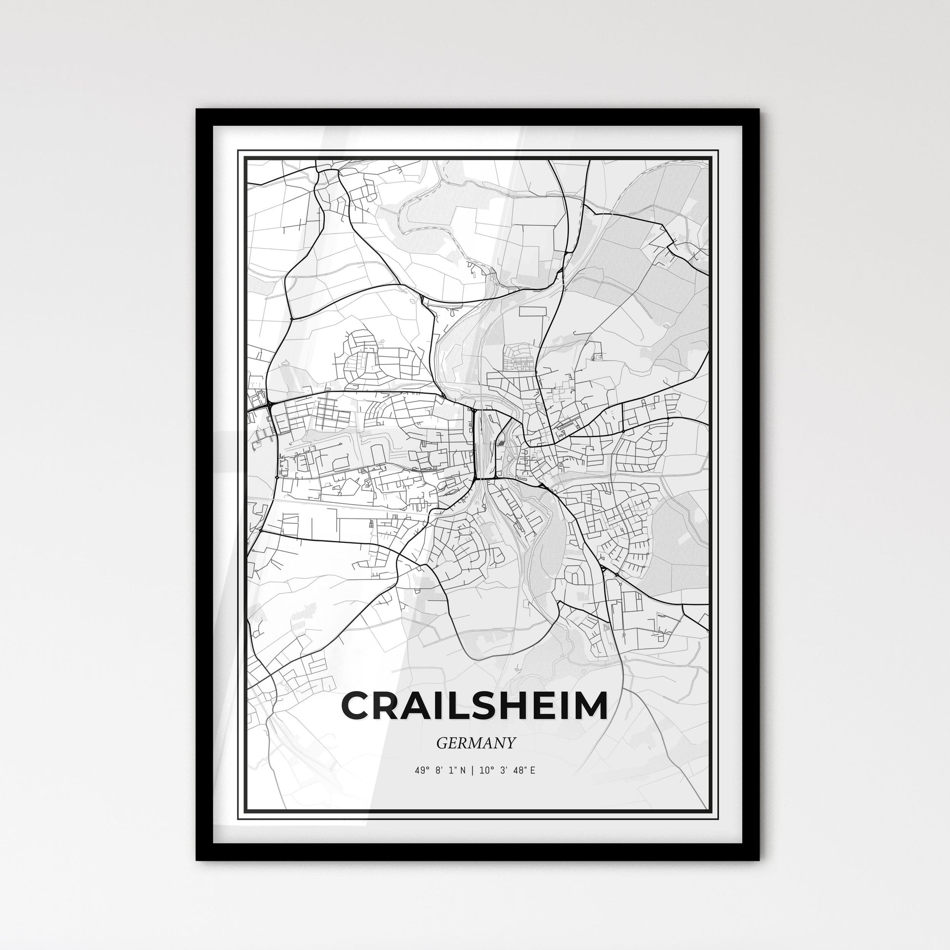 Crailsheim Germany - Scandinavian Style City Map for Modern Home Decor