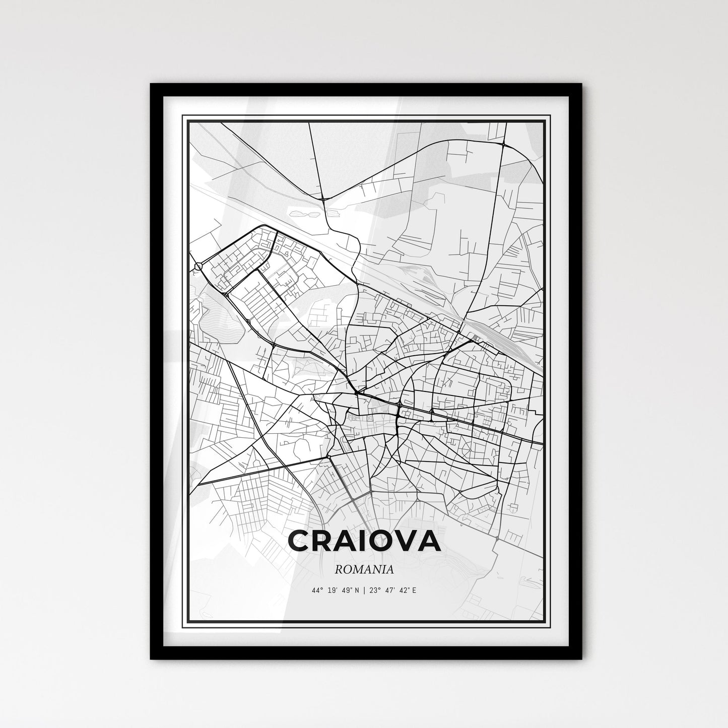 Craiova Romania - Scandinavian Style City Map for Modern Home Decor