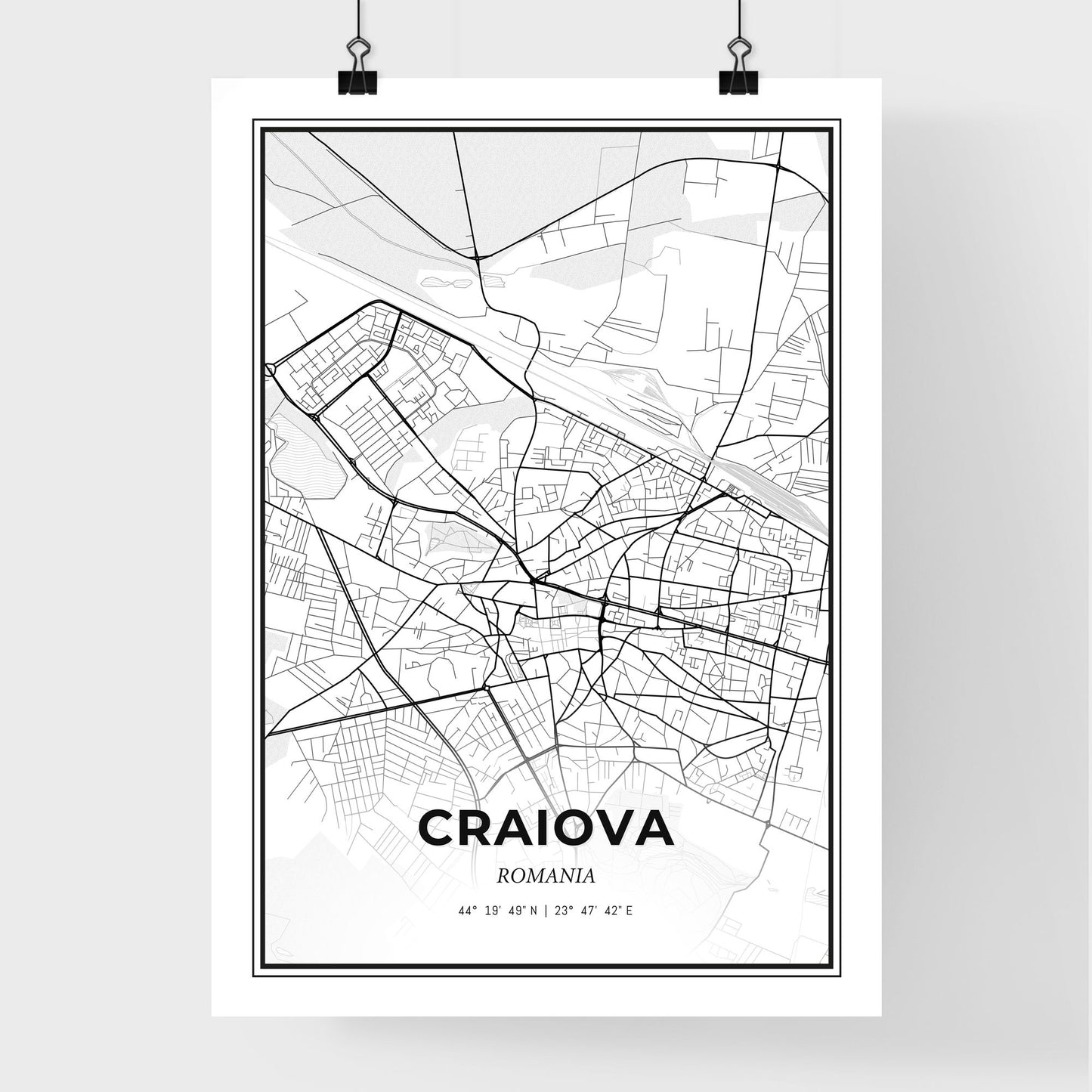 Craiova Romania - Premium City Map Poster