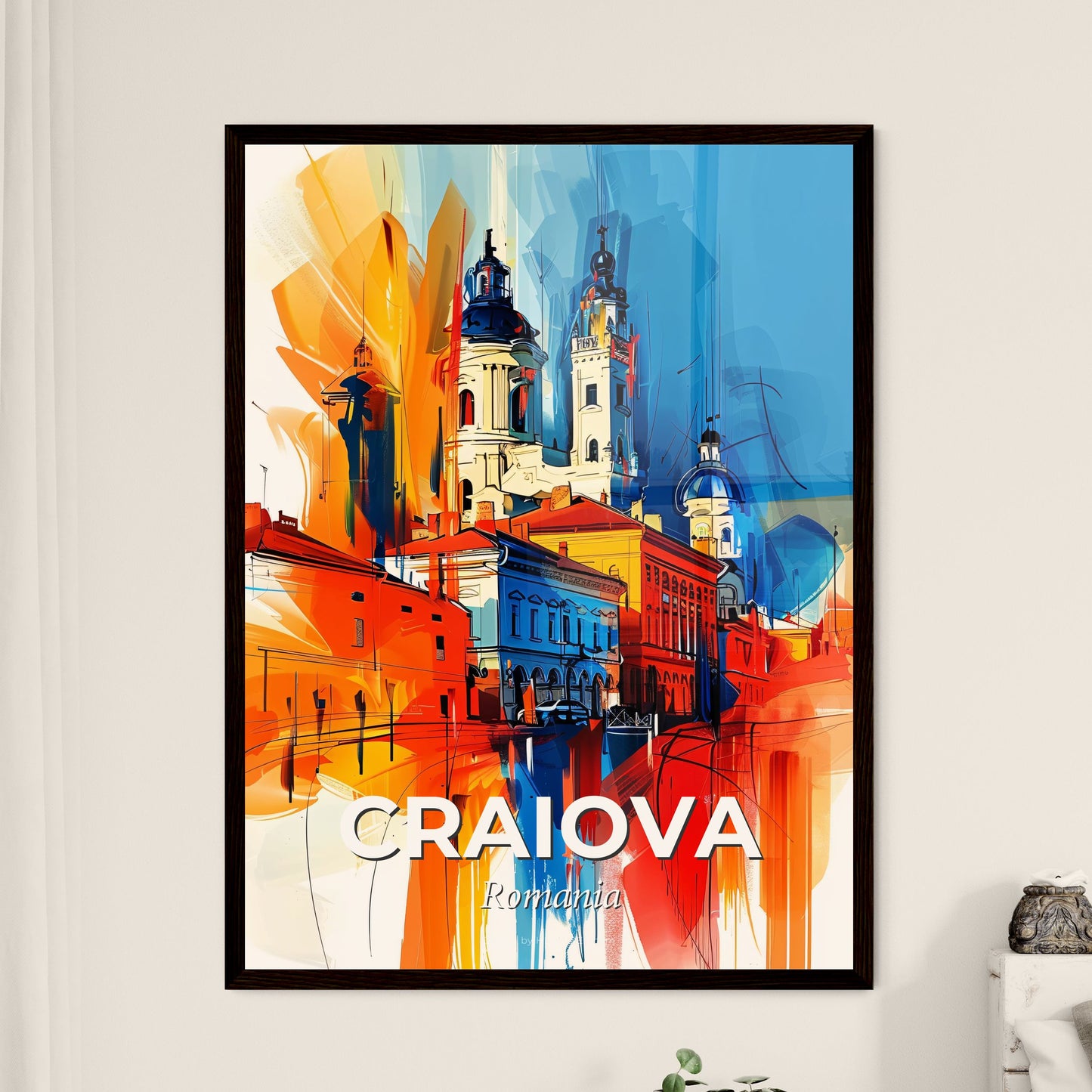 Vibrant Craiova, Romania - A Painting Of A Building