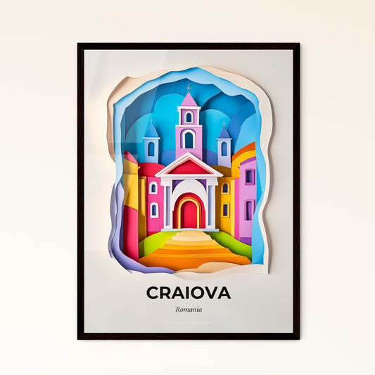 Vivid Craiova, Romania - a paper cut of a church with a steeple