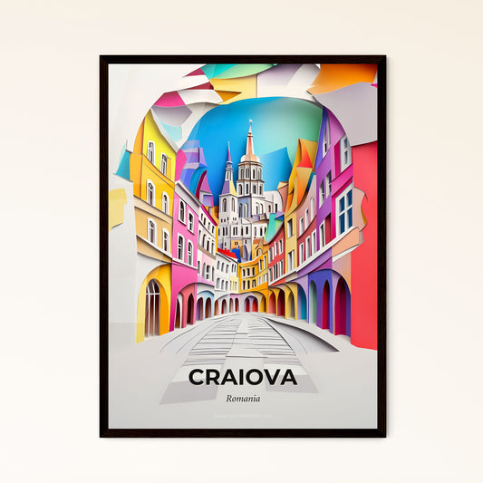 Vivid Craiova, Romania - a colorful city street with a church in the background