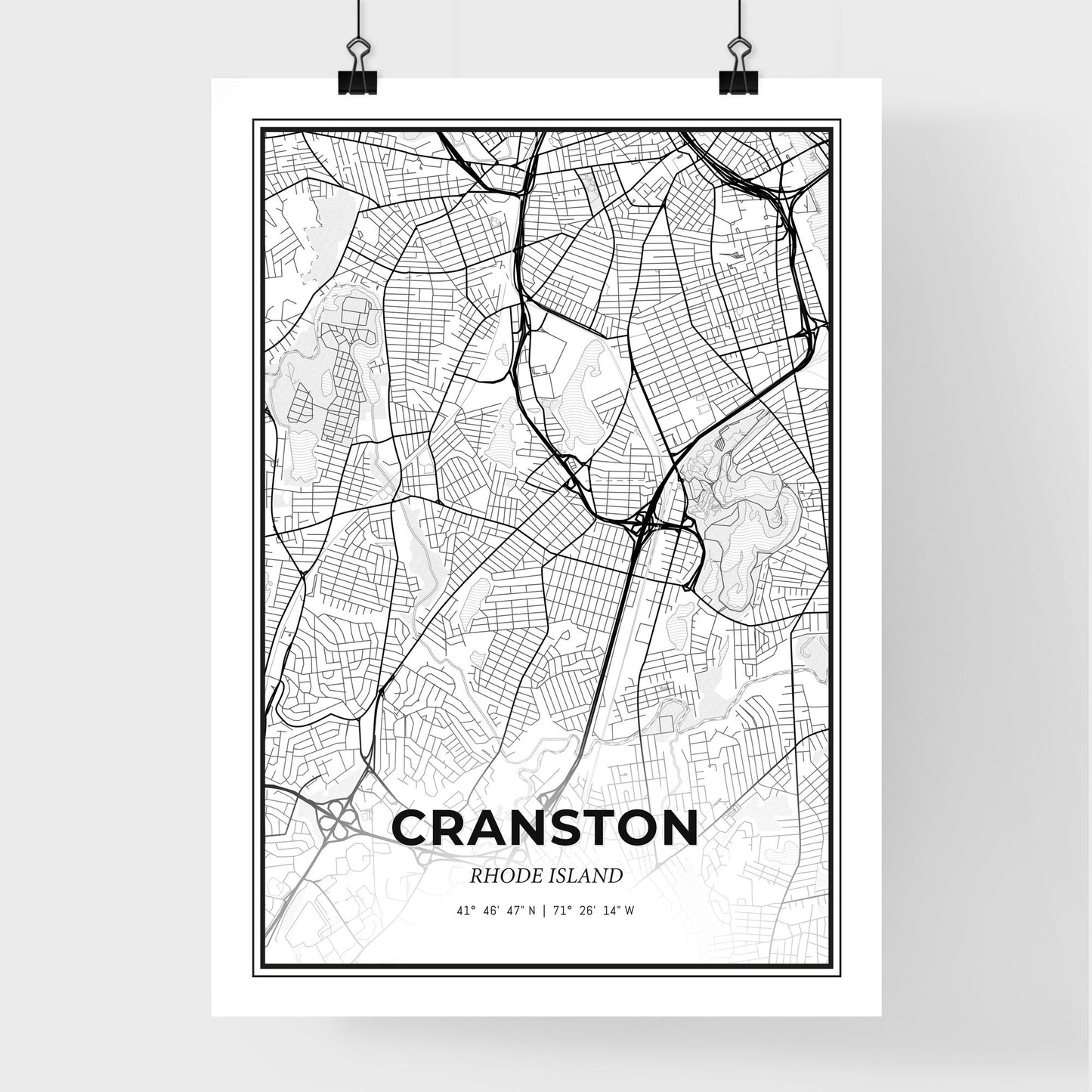 Cranston Rhode Island - Premium City Map Poster