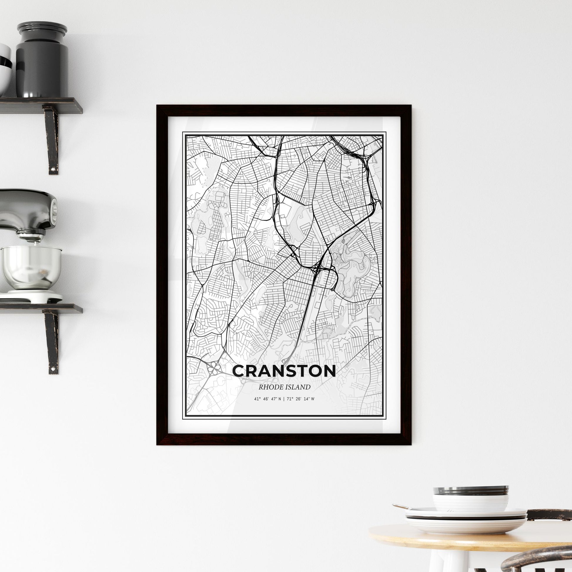 Cranston Rhode Island - Minimal City Map