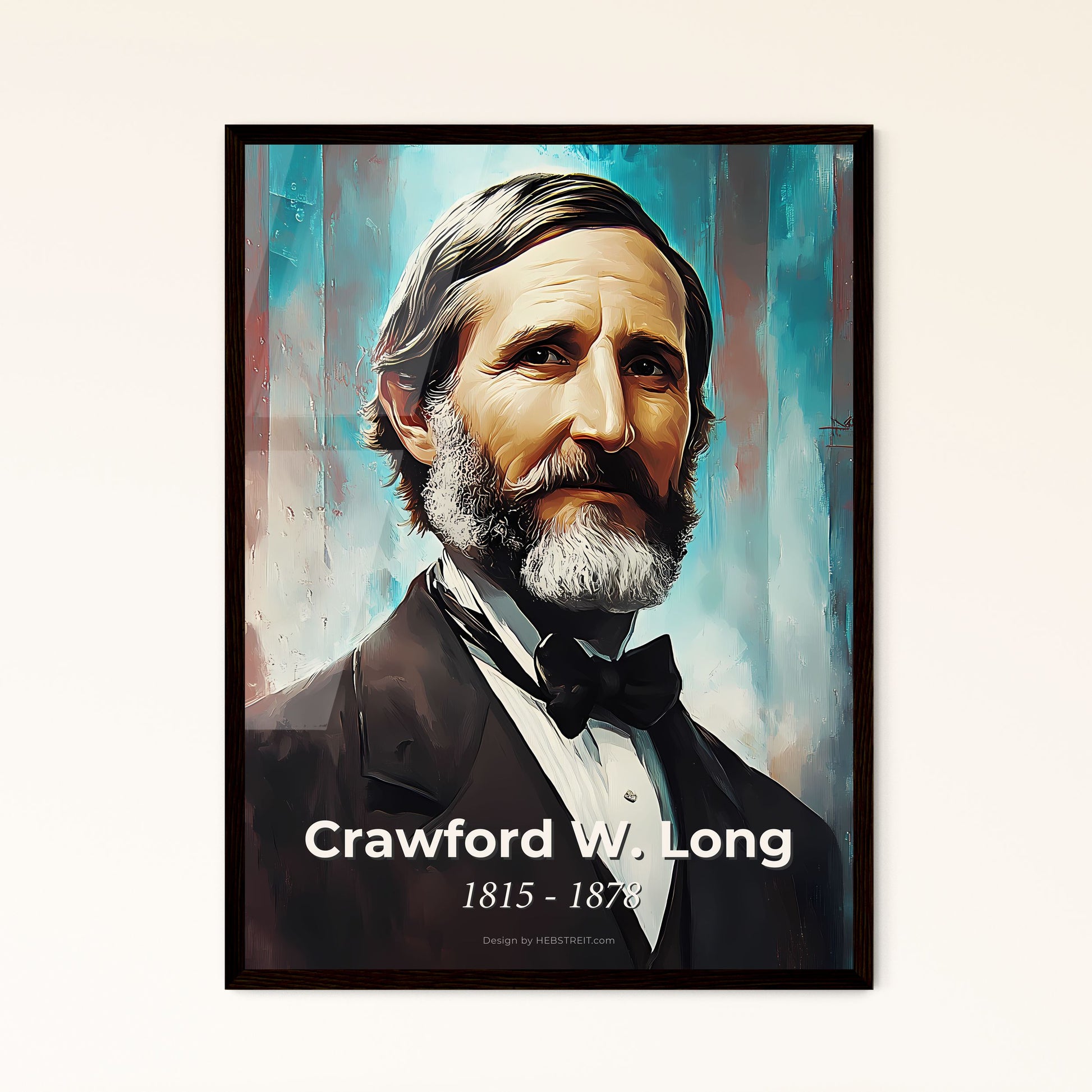 Portrait of Crawford W. Long, 1815 - 1878. Impressionistic painting of a man in a suit.