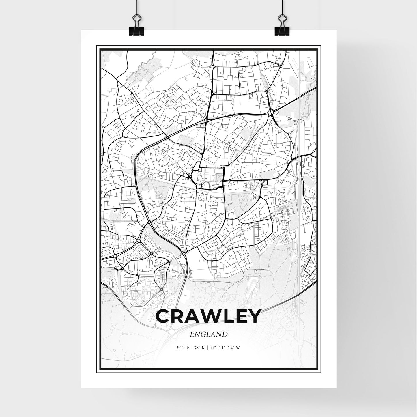 Crawley England - Premium City Map Poster