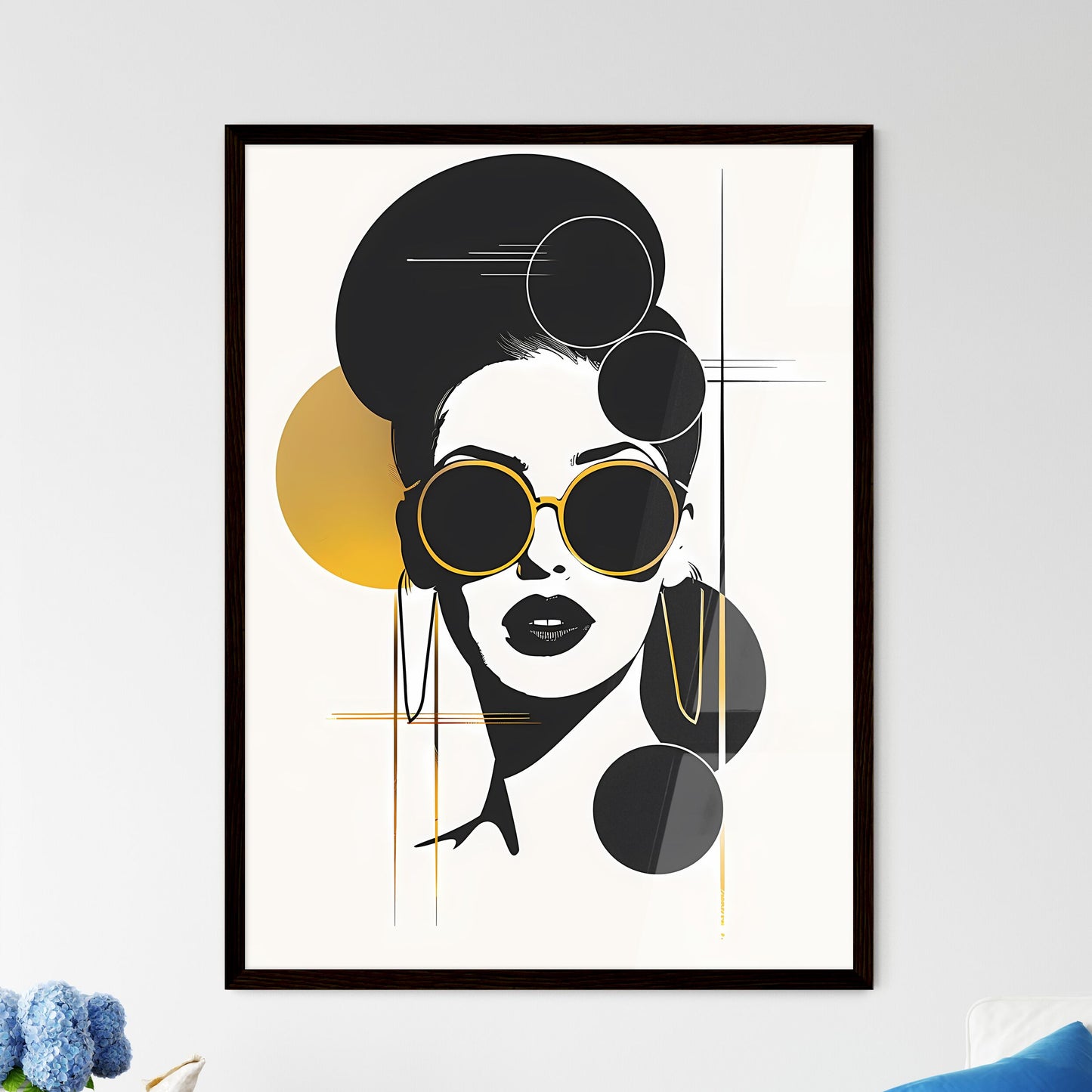 Minimalist Painting with Yellow Circle and F - Framed Art Print