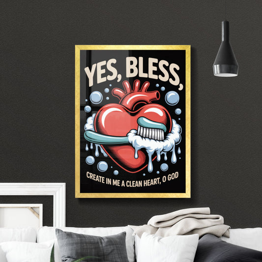 Creative Illustration of a Heart Brushing for Spiritual Renewal with Playful Typography and Bubbles.