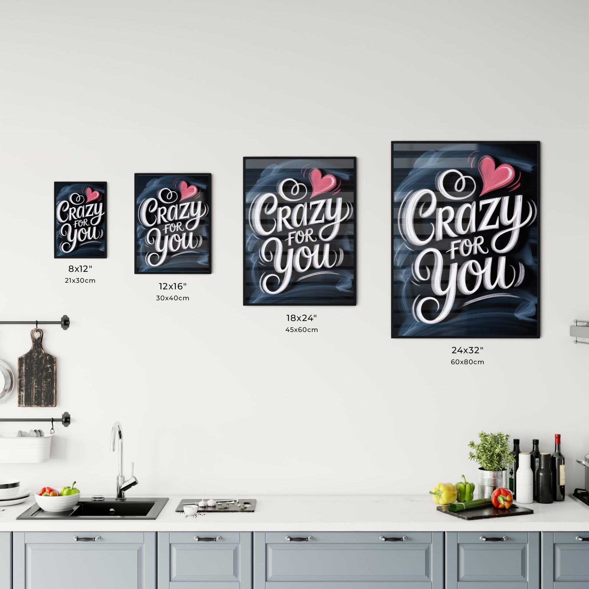 Creative Chalkboard Design with Heart Illustration Featuring the Phrase 'Crazy for You' in Whimsical Typography. Chart