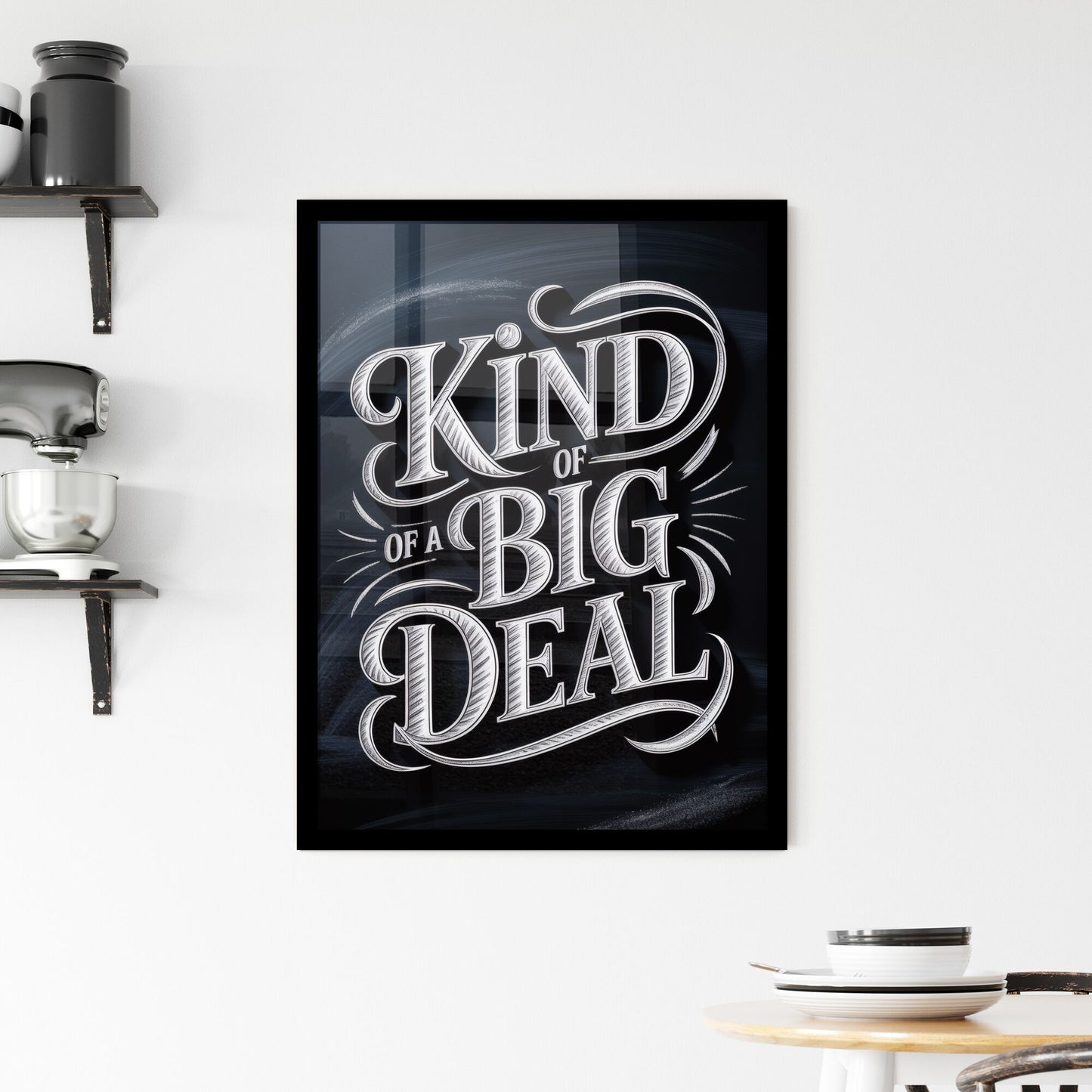 Creative Typography Design: 'Kind of a Big Deal' on a Dark Background for Modern Marketing Applications. Framed Print