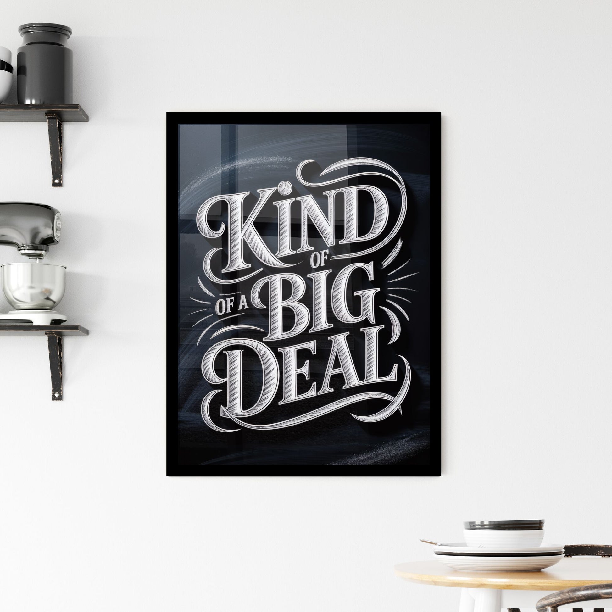 Creative Typography Design: 'Kind of a Big Deal' on a Dark Background for Modern Marketing Applications. Framed Print