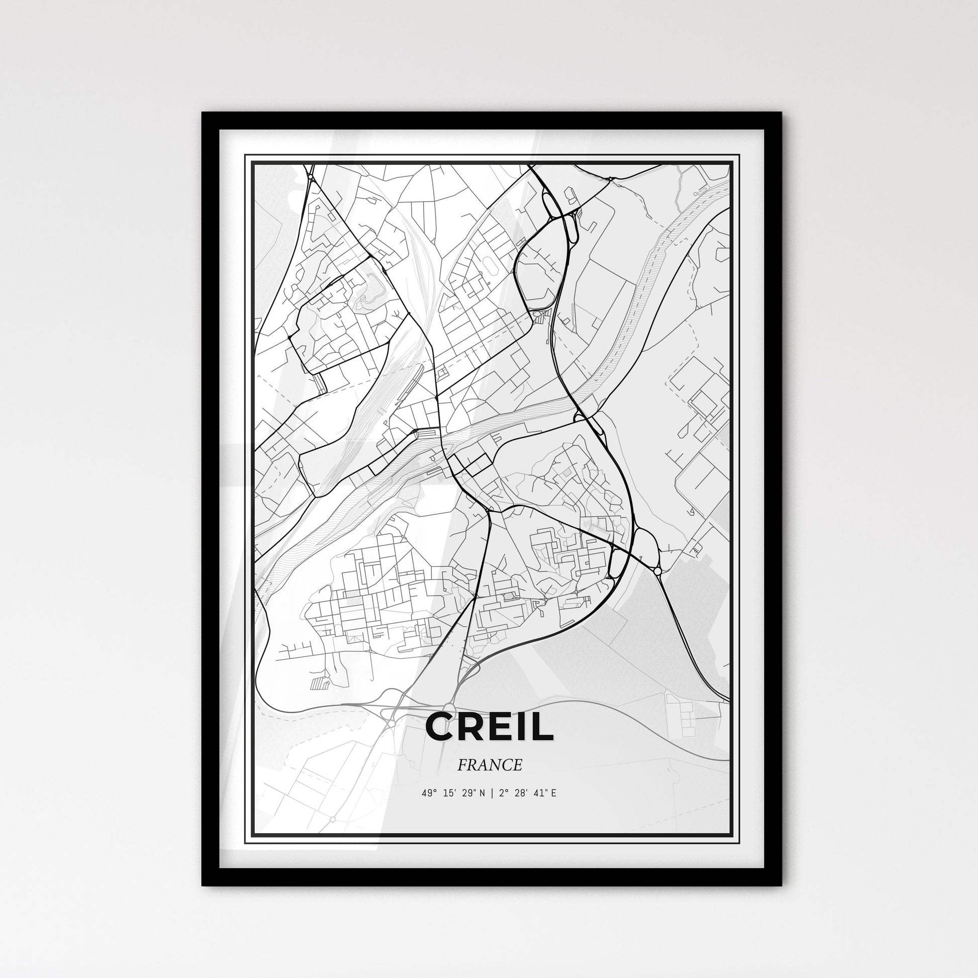 Creil France - Scandinavian Style City Map for Modern Home Decor