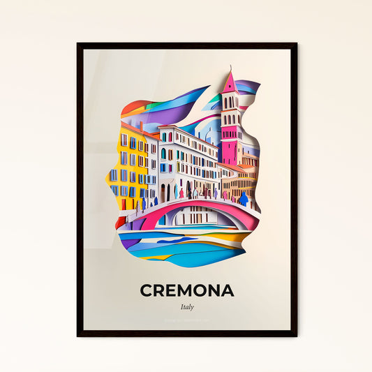 Vivid Cremona, Italy - a paper cut of a city with a bridge