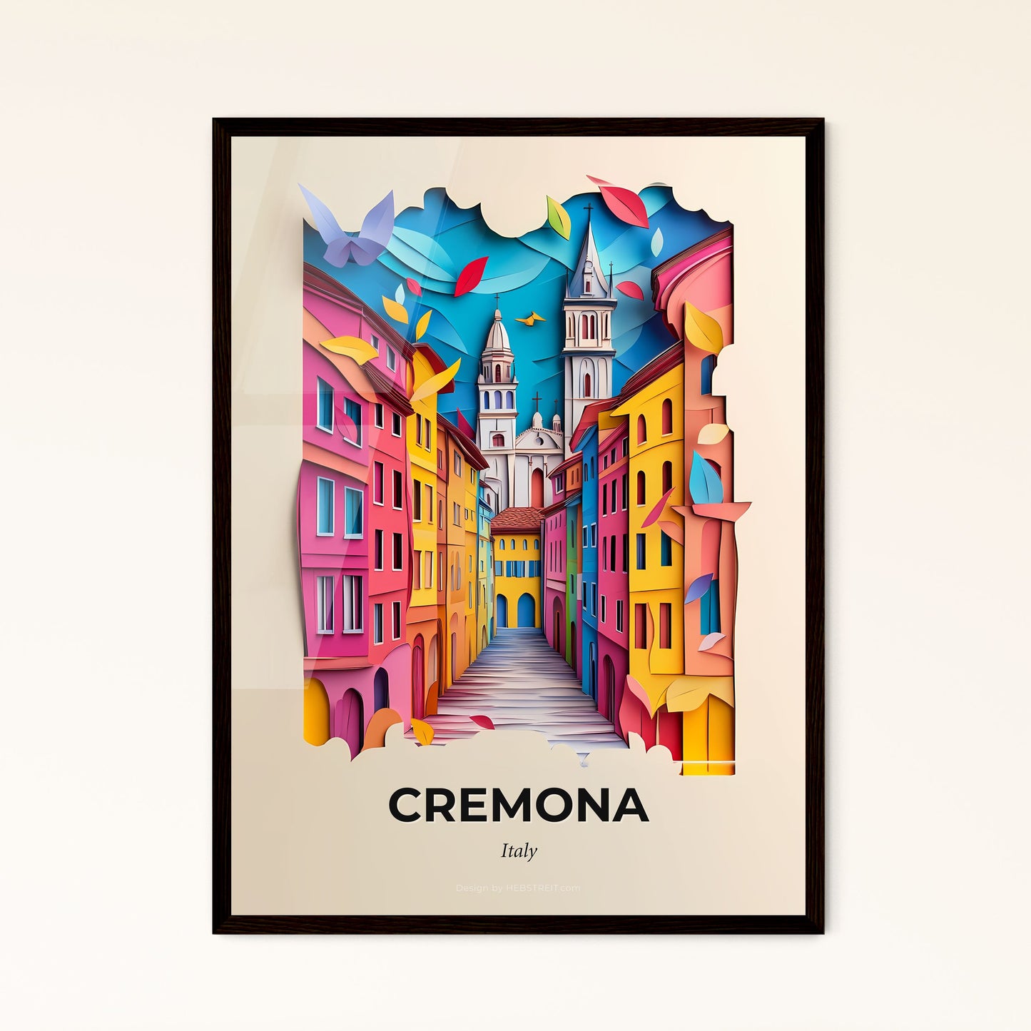 Vivid Cremona, Italy - a paper cut of a city with a clock tower