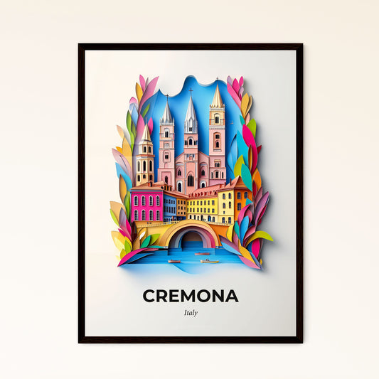 Vivid Cremona, Italy - a paper cut of a city with a bridge