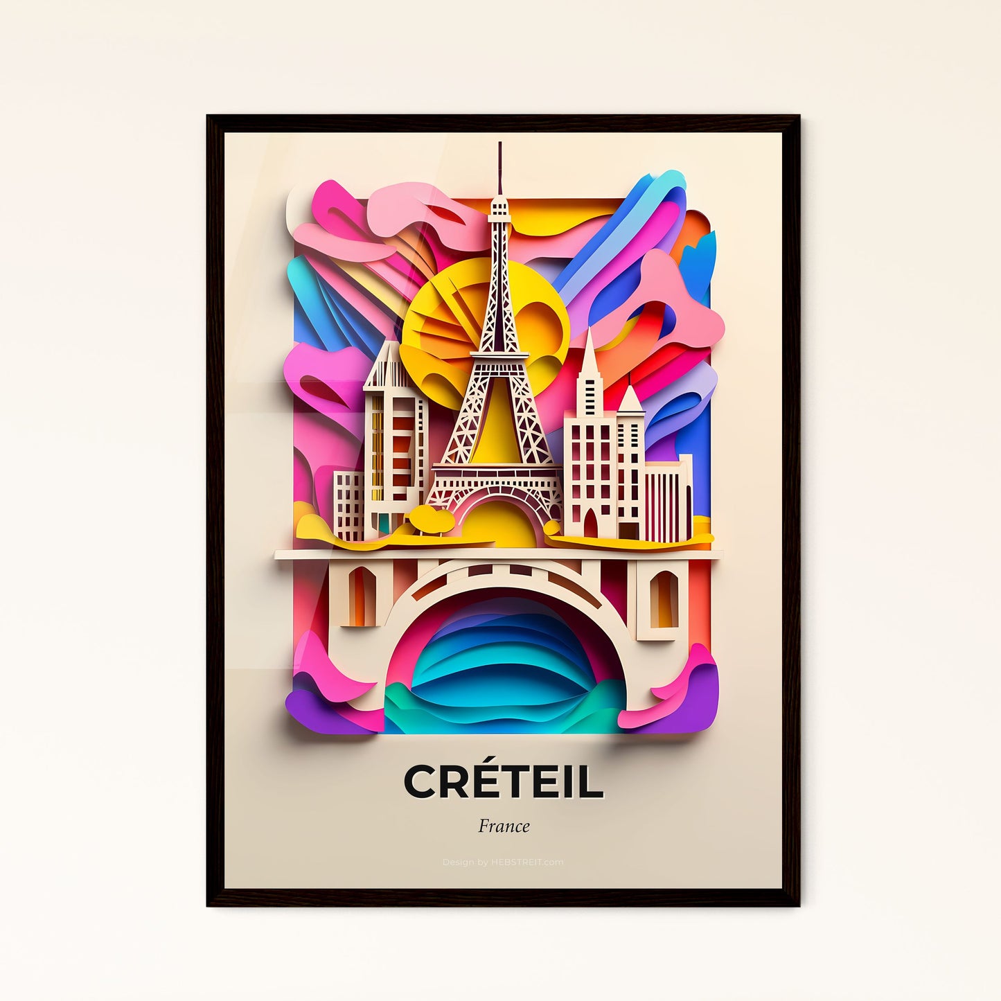 Vivid Créteil, France - a paper cut of a city with a bridge