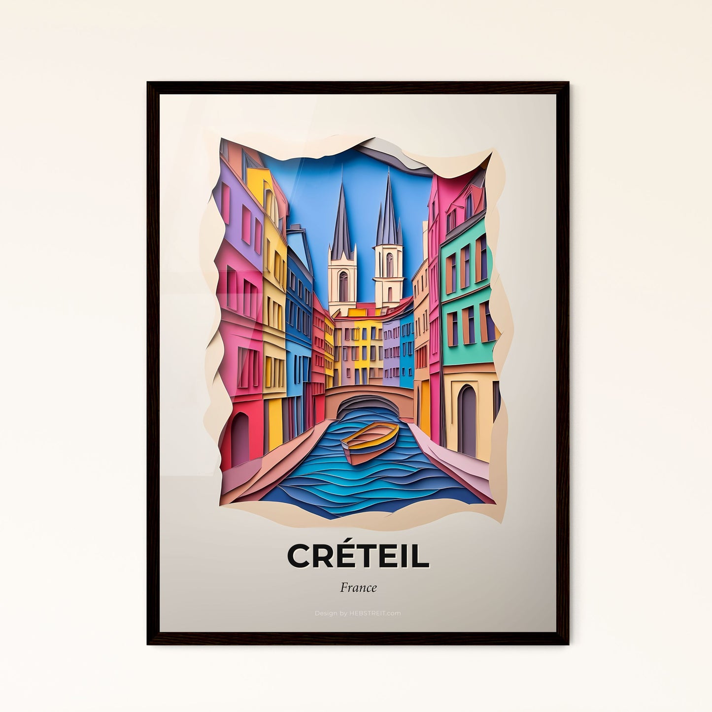 Vivid Créteil, France - a paper cut of a city with a boat