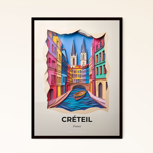 Vivid Créteil, France - a paper cut of a city with a boat